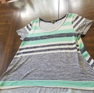 Teal, Navy Striped Shirt